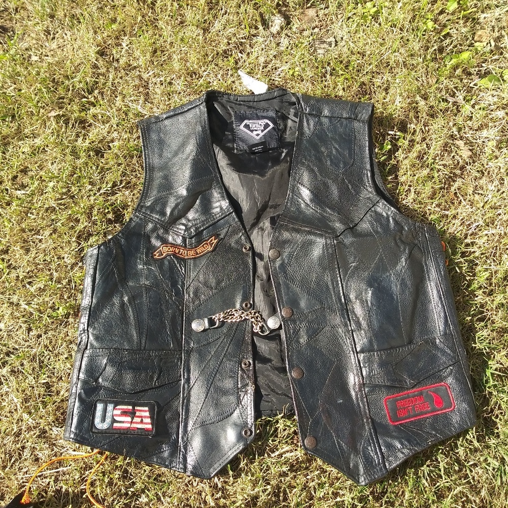 Diamond Plate Buffalo Leather Vest
